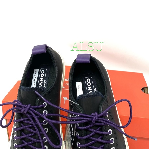 🌿Sale🌿 Converse Chuck 70 Leather Low Top Black Purple Women's Size 7 166134C - Picture 5 of 10